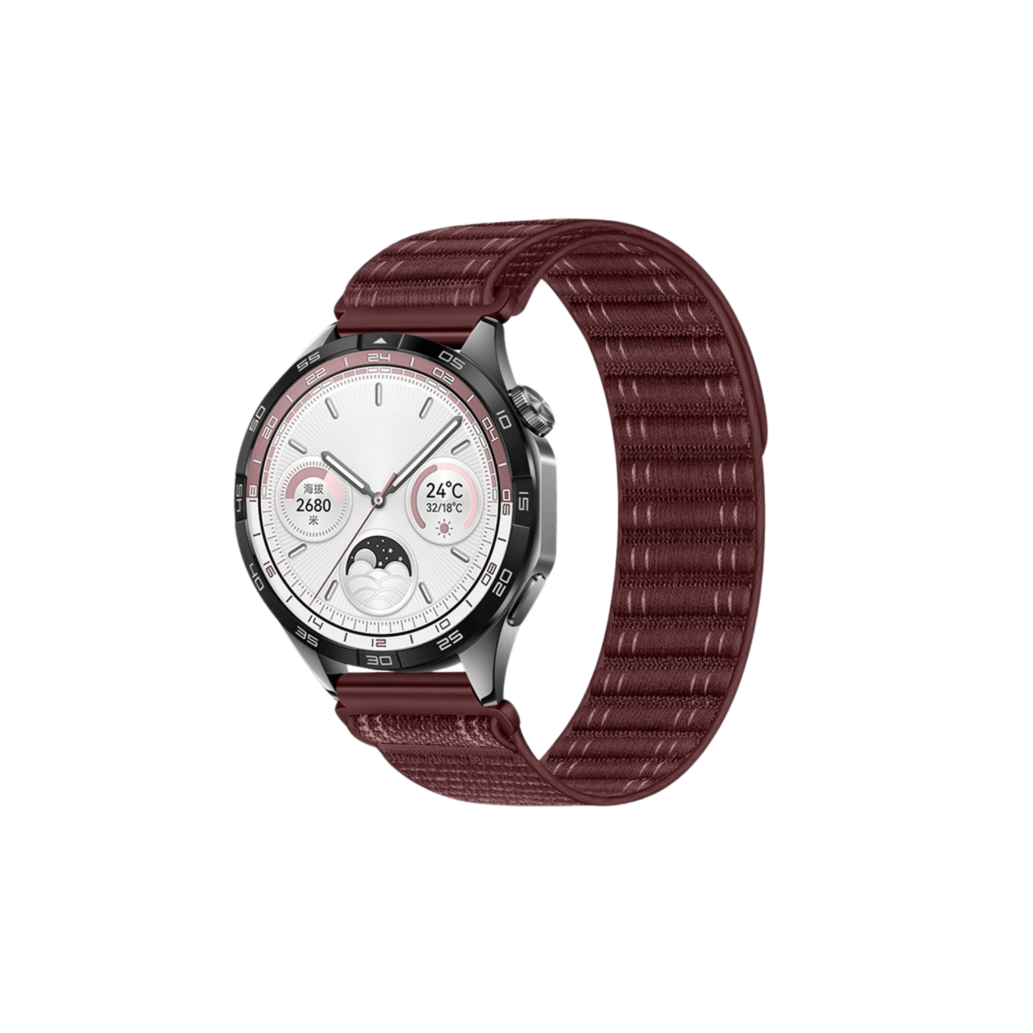 Bordeauxfarbenes Flex Textilarmband – eleganter Sport-Style mit sicherem Klettverschluss, kompatibel mit Smartwatches (Samsung, Garmin, Amazfit – 20 mm)